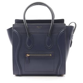 Céline Celine Luggage Micro Shopper Tote Bag Marineblau
