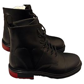 Valentino Garavani Leather Combat Boots - 44 Black
