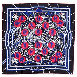 Sciarpa Hermès Carré 90 Nero Rosso Blu