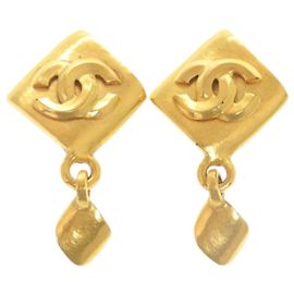 Vintage Coco Mark Gold Clip Ohrringe von Chanel Golden