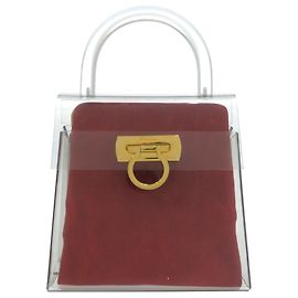 Borsa a mano in acrilico e metallo Gancini di Salvatore Ferragamo Rosso D'oro Altro