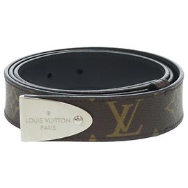 Cinto de couro e lona Monogram Louis Vuitton Marrom Preto Monograma