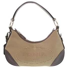 Borsa a Spalla Prada Marrone e Khaki Marrone Cachi