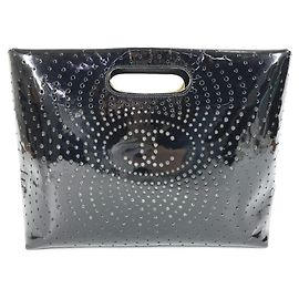 Chanel Punching CC Coco Mark Logo Handbag Black