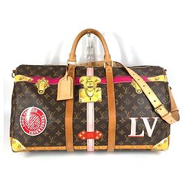 Louis Vuitton Monogram Summer Trunk Keepall Bandoulière 50 Marrom Rosa