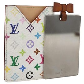 LOUIS VUITTON Monogramm Multicolor Spiegel Etui Weiß M92651 LV Auth 162263V Weiß