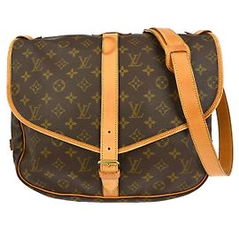 Sac à main Saumur Louis Vuitton en toile Monogram 35 Marron