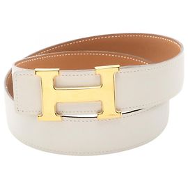 Cinturón Constance H Hermès Castaño Blanco