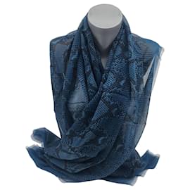 Cachecol Burberry – Estampa de Python Azul Multicor