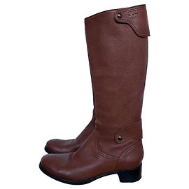 Bottes hautes en cuir marron Prada Marron