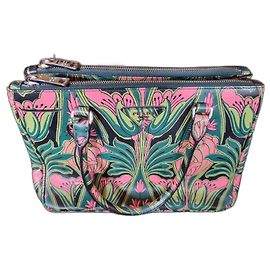 Prada Handtasche mit Blumenmuster Pink Andere Grün