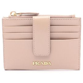 Prada VITELLO MOVE Leder-Münzgeldbörse Beige