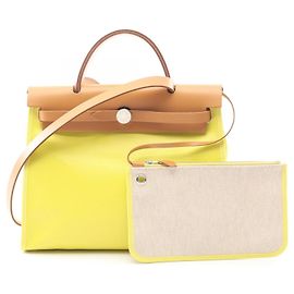 Sac à main Hermès Airbag Zip PM Marron Doré Jaune