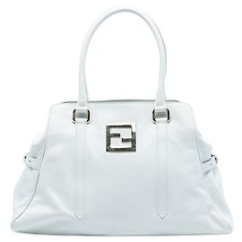 Fendi White Leather FF Tote White