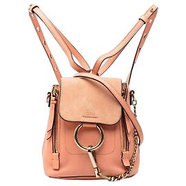 Mochila Faye Mini de Couro de Bezerro e Camurça Rosa da Chloé Rosa