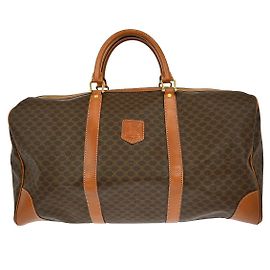 Céline Bolsa Boston Macadam Vintage Celine em lona e couro Marrom