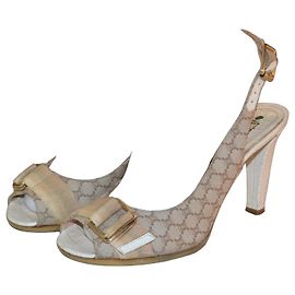 Mules Céline com logo em couro e tecido Tamanho 37 IT Multicor