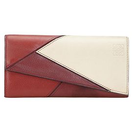 Cartera larga de cuero Loewe Puzzle Blanco Roja