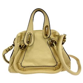 Chloé Chloe Paraty Top Handle Bag Leather Medium Beige