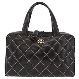 Chanel Surpique Boston Quilted Leather Large Black