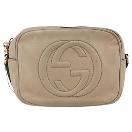 Borsa a tracolla Gucci Soho Disco in pelle piccola Beige