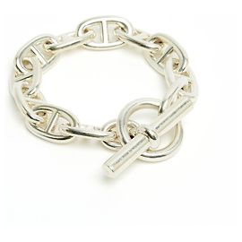 Hermès Chaine d'Ancre GM Bracelet Size S M Silver Maxi Chain Bracelet Silvery