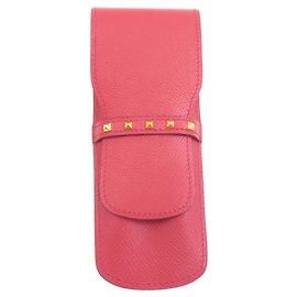 Hermès Hermes Courchevel Leather Pen Case in Red Red