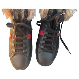 Gucci Ace Bee Fell-Sneaker Schwarz