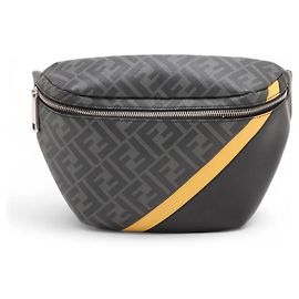 Fendi Zucca Leather Sling Bag Black