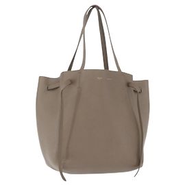 Céline CELINE Cabas Phantom Petit Sac à Main Cuir Gris Auth ep12696 Marron