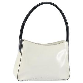 PRADA Shoulder Bag Patent leather White Silver Auth 162846 Silvery White