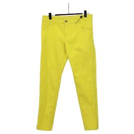 Pantaloni con zip laterale in cotone giallo LOUIS VUITTON LV Auth 161790A Giallo