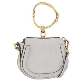 Chloé Bolsa de mão Chloe Nile em couro 2 em 1 branco ouro Auth 164185 Branco Dourado