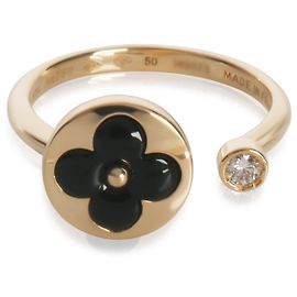 Louis Vuitton Yellow Gold Onyx and Diamond Color Blossom Mini Sun Ring Other