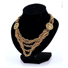Collar sautoir vintage de Chanel de múltiples hilos modelo raro Dorado