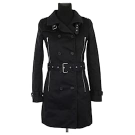 The Kooples Schwarzer Baumwollmantel Schwarz