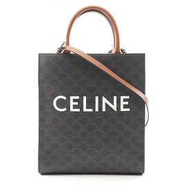Céline Celine Small Vertical Cabas Triomphe Tote Bag Brown Black