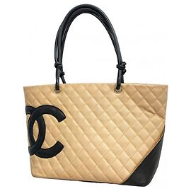 Bolsa Tote Cambon da Chanel Preto Bege
