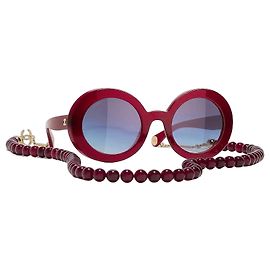 Chanel burgundy-raspberry red round sunglasses 5489 3N Red Dark red