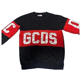GCDS Sweatshirt mit Frontlogo Schwarz Rot