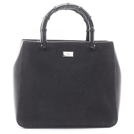 Gucci Bamboo Handbag Black Leather and Canvas Black