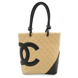 Chanel Cambon Medium Schultertasche Schwarz Beige