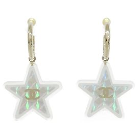 Orecchini a cerchio Chanel ABC780 Argento Bianco D'oro