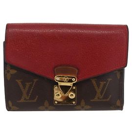 Carteira Pallas NM em canvas Monogram e couro de bezerro compacta Louis Vuitton Marrom