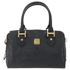 MCM Visetos logogramme Handbag Canvas and Leather Black