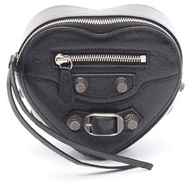Bolsa Pouch Balenciaga LE CAGOLE HEART em couro preto Preto