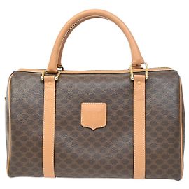 Céline Celine Vintage Duffle Bag Macadam Coated Canvas Medium Brown