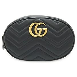 Bolsa de cinto em couro acolchoado preto GG Marmont da Gucci Preto