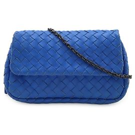 Bottega Veneta Intrecciato Chain Shoulder Bag Blue