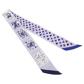 Hermès Bufanda Twilly JEU DE CARTES Hermes 063169S Blanco Azul